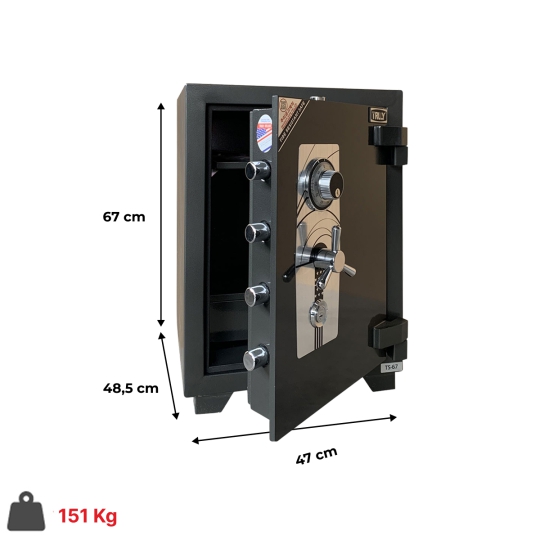 Két sắt siêu cường  truly TS67 chống cháy chống trộm khóa cơ